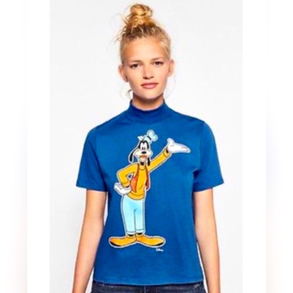 Zara Royal Blue Short Sleeve Tee with Goofy Graphic